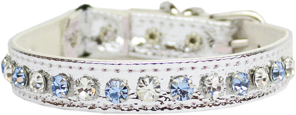 Deluxe Cat Collar Silver with Blue Size 10